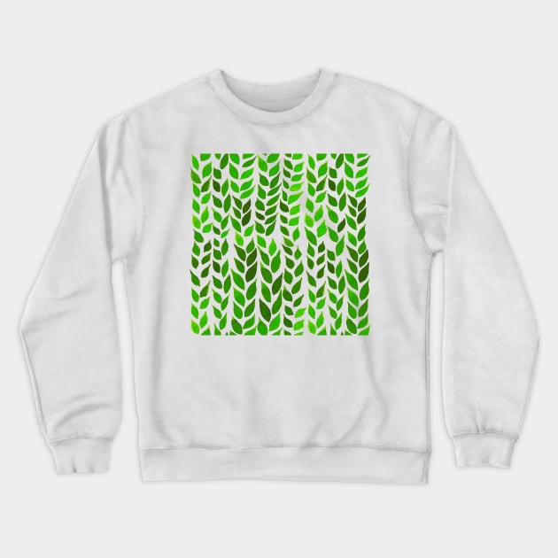 Simple Watercolor Leaves - Lime Green Crewneck Sweatshirt by monitdesign